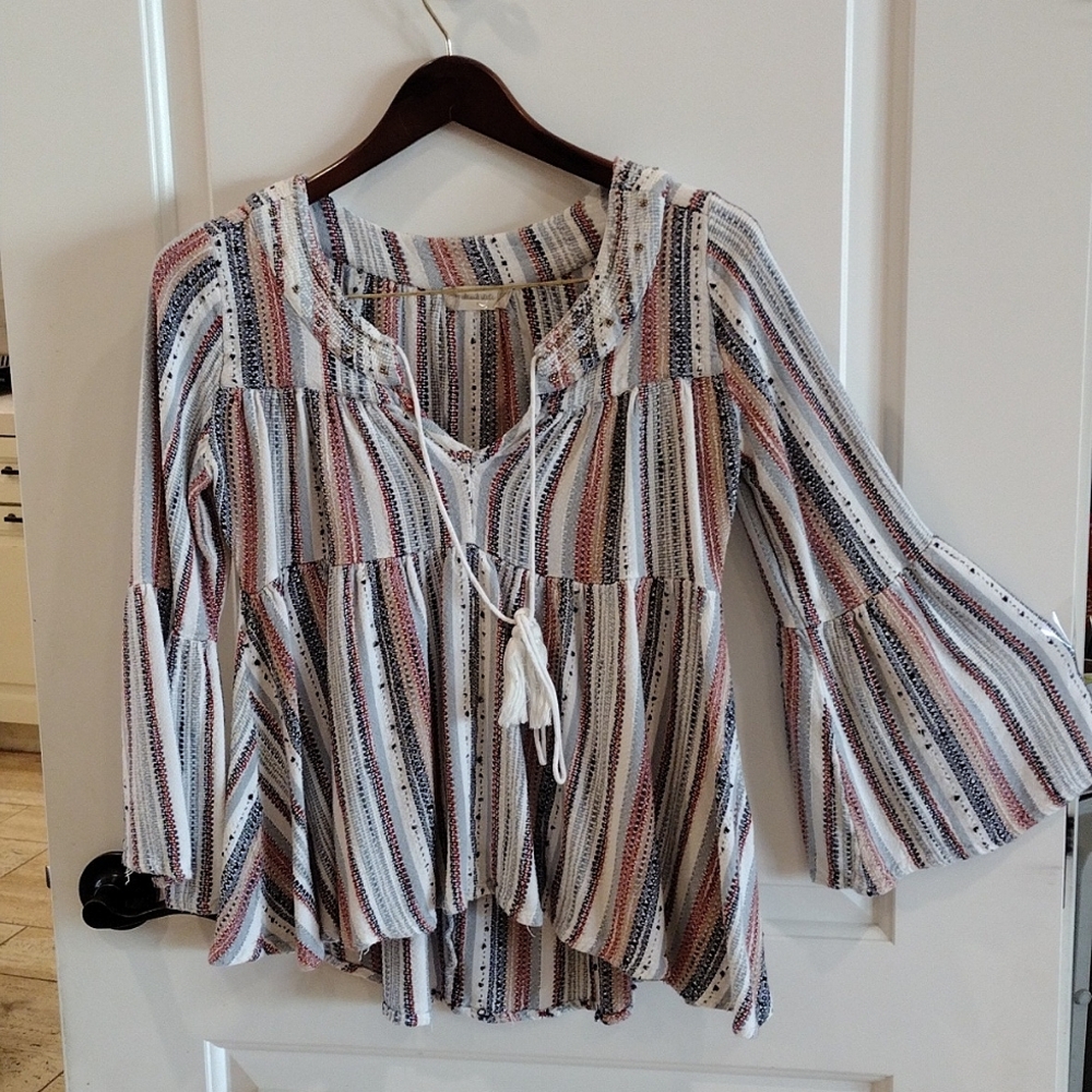 Altered State Flowy Top. Size Medium. Red, White and Blue Colors High Low Hem